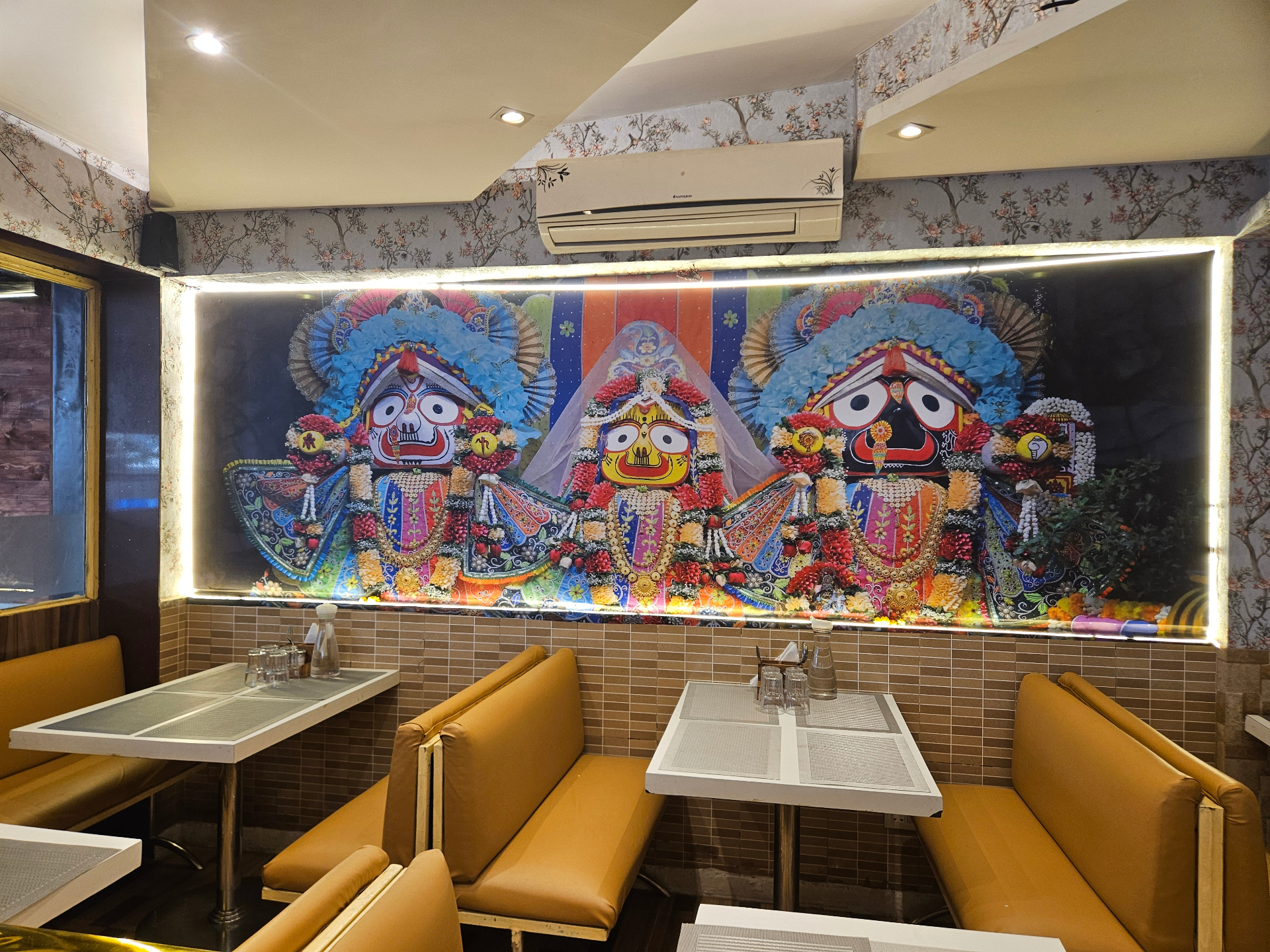 Jagannath deity mural in the AC dining hall